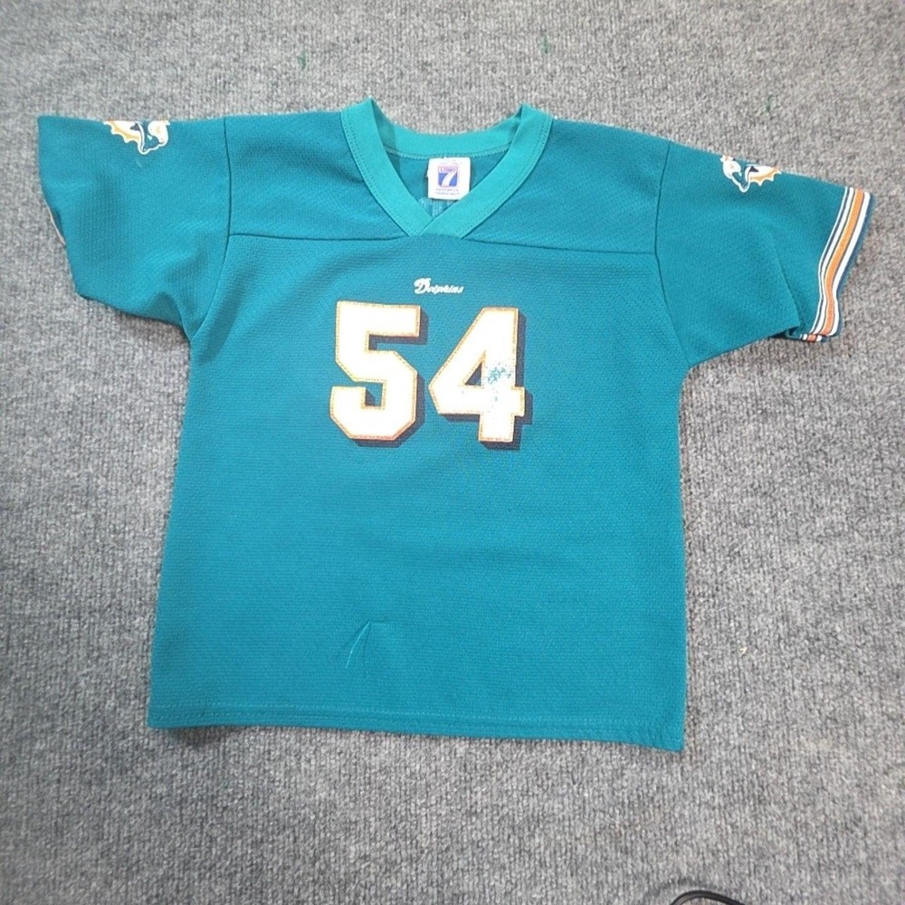 Vintage Miami Dolphins Jersey Boys 12 Green NFL Football Zach Thomas 54 Logo 7